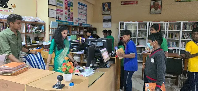 Student Librarians on Teachers' Day - Mast. Akhil and Mis.. Fidha